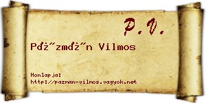 Pázmán Vilmos névjegykártya